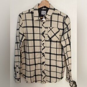 Joe's Jeans Cream and Black Checkered Shirt EUC  L 14-16
